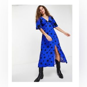 Topshop electric blue star midi dress